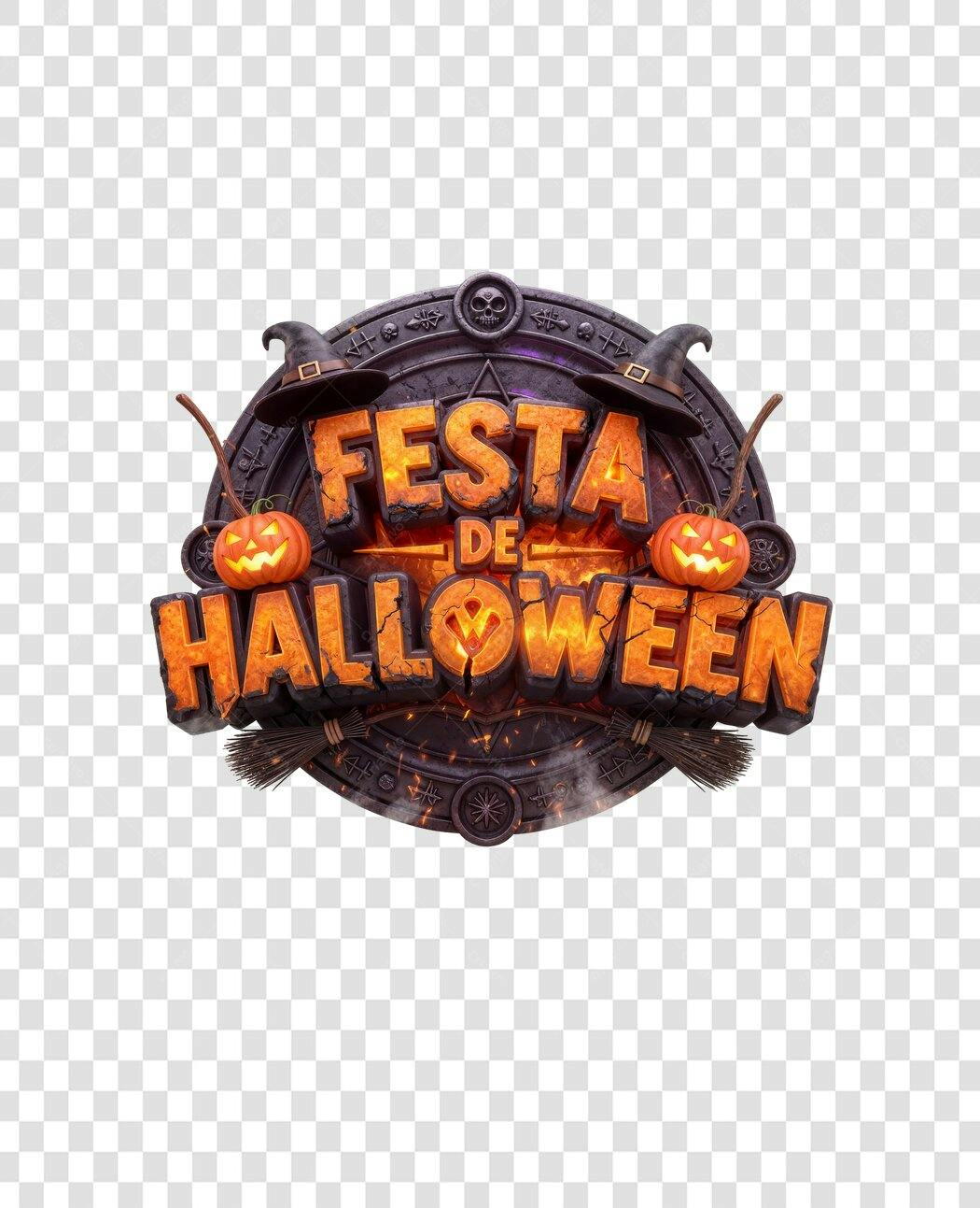 Título 3D Festa de Halloween 31 de Outubro PNG com fundo transparente