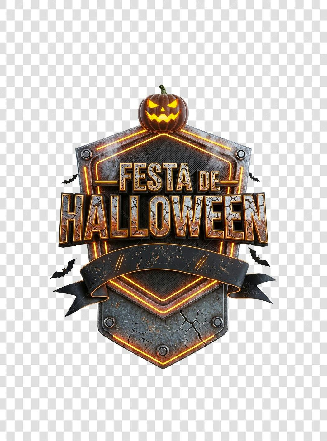 Selo 3D Festa de Halloween 31 de Outubro PNG com fundo transparente