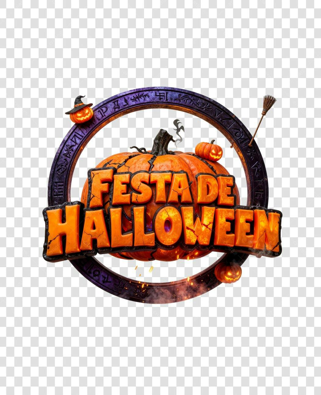 Título para Festa de Halloween 31 de Outubro Abóbora Laranja PNG com fundo transparente