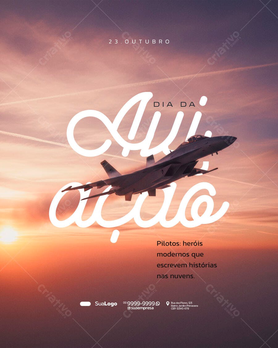 Flyer Dia da Aviação 23 Outubro PSD Editável
