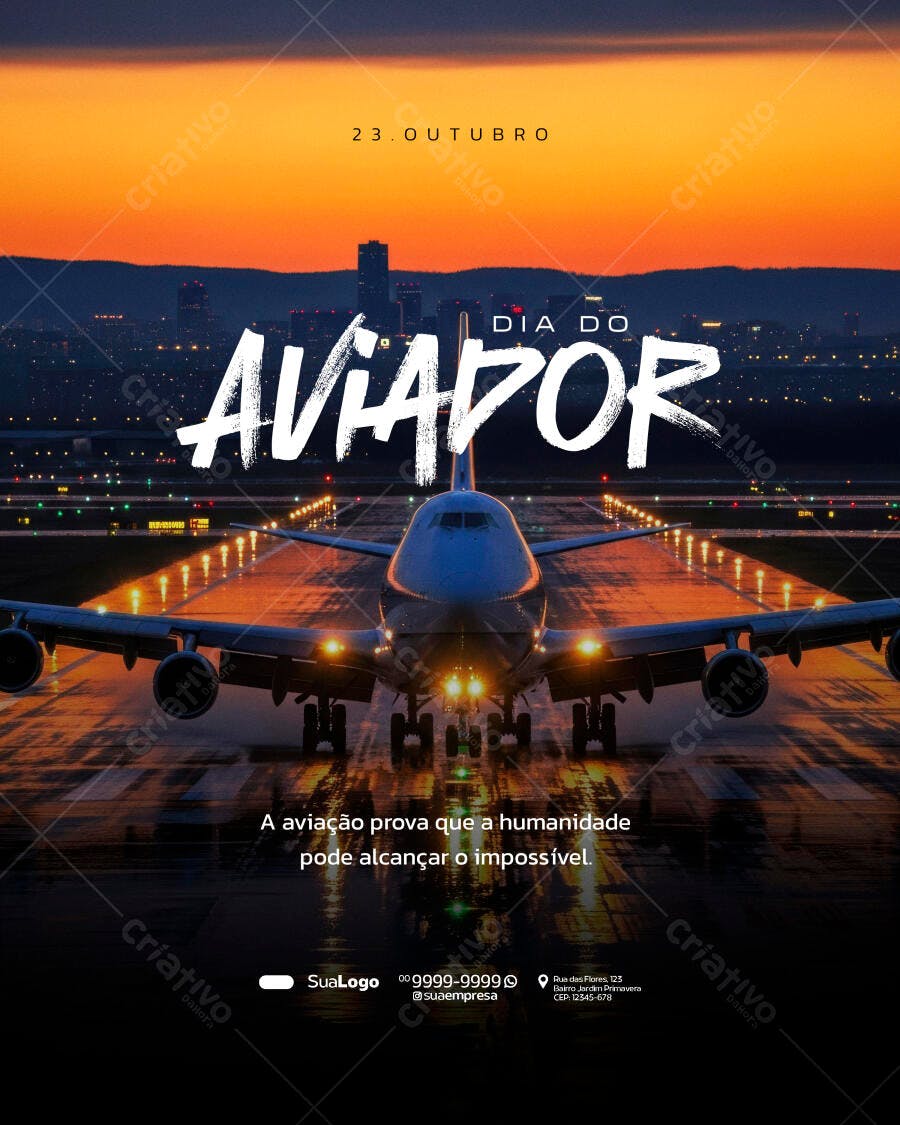 Flyer Dia do Aviador 23 Outubro PSD Editável