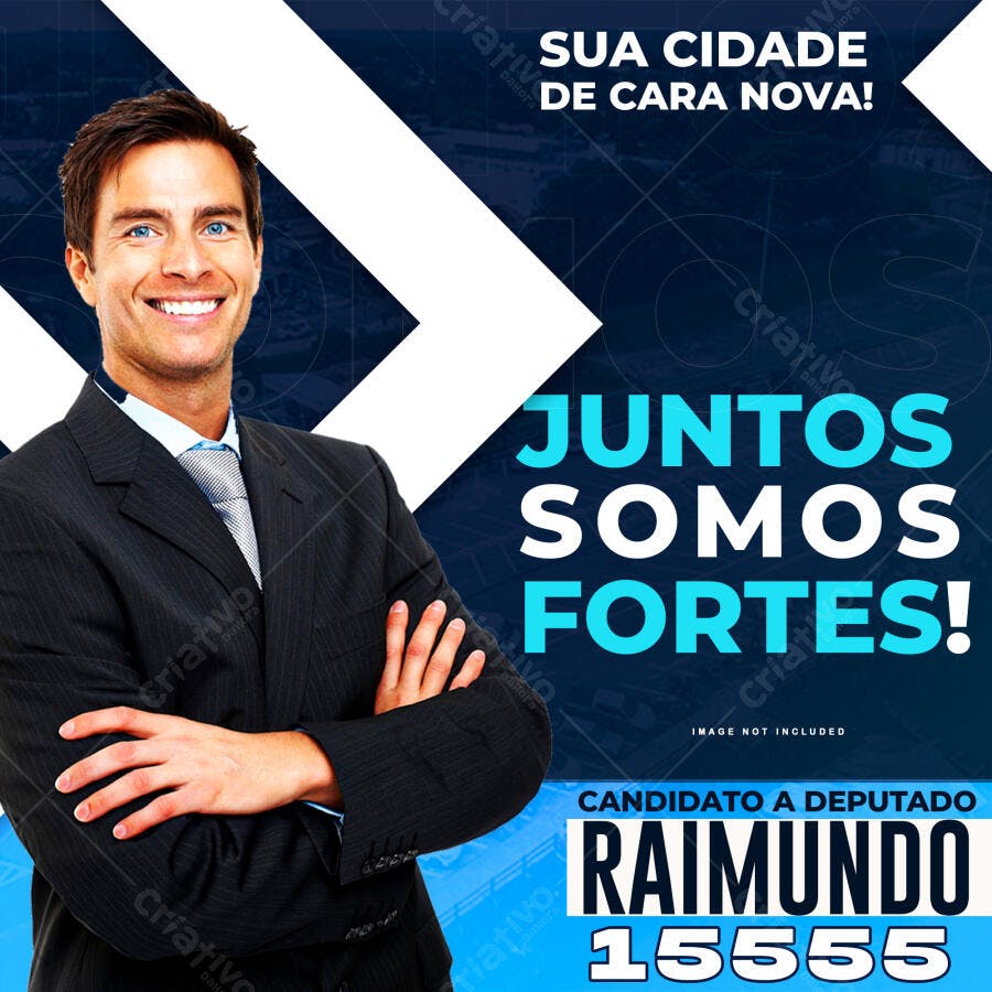 Flyer Social para Campanha Política com Candidato Sorridente PSD Editável