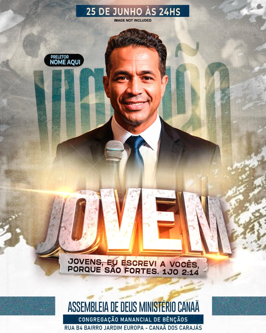 Flyer Culto Jovem Cristão PSD Editável