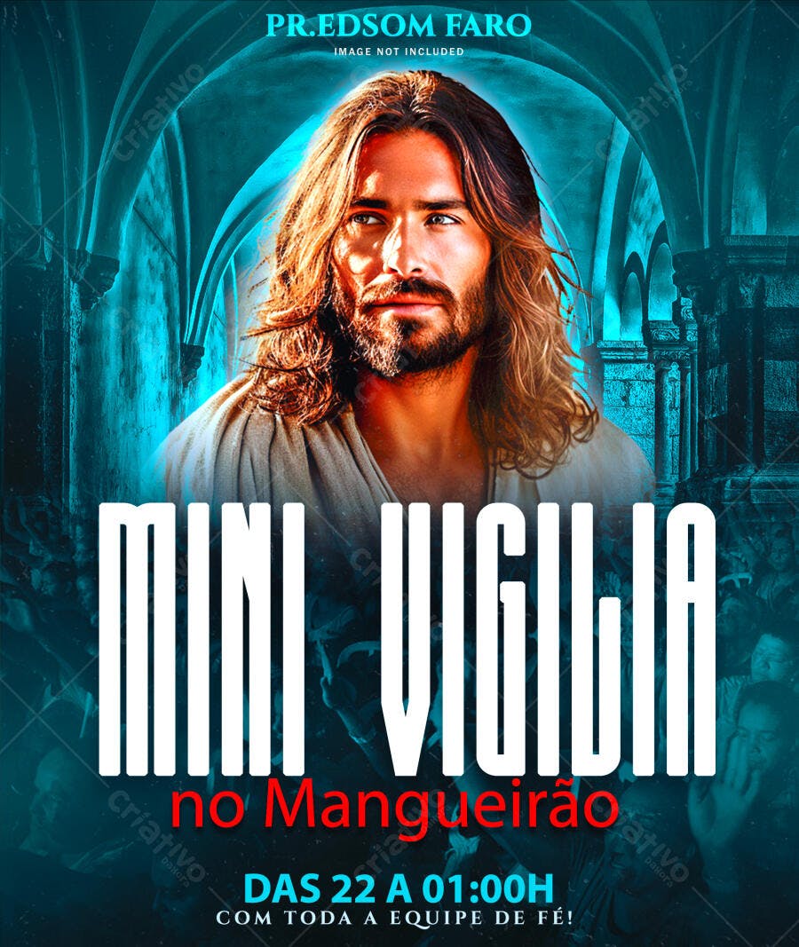 Flyer Social para Mini Vigília no Mangueirão com Pr Edsom Faro Psd Editável