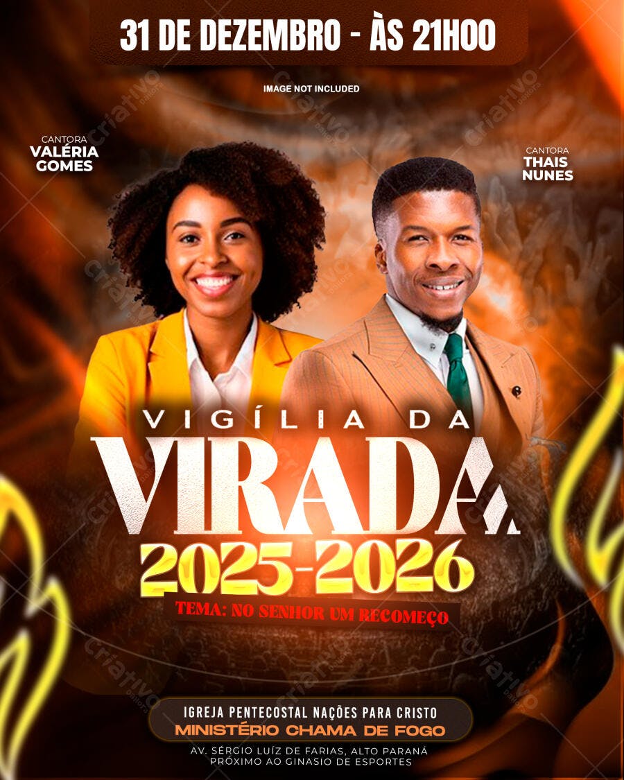 Flyer Vigília da Virada 2025-2026 PSD Editável