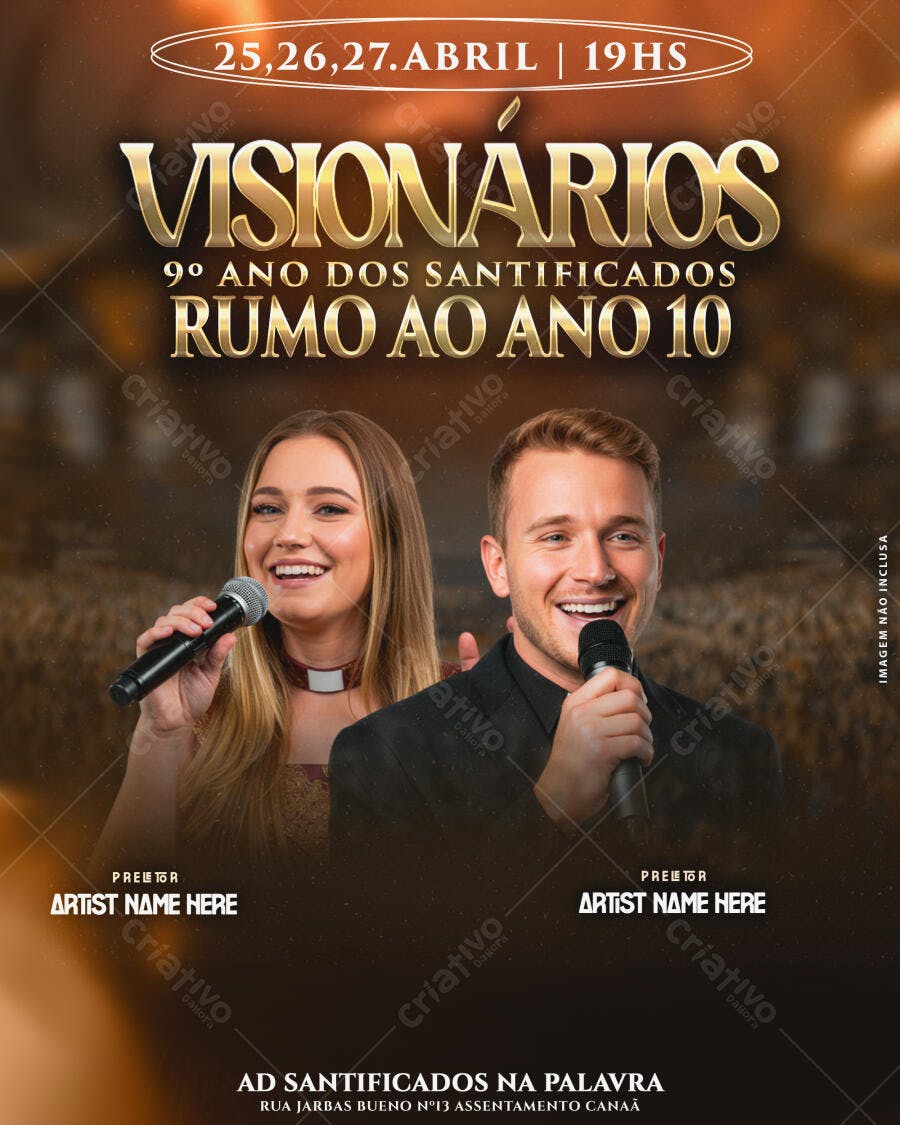 Flyer Evento Cristão Visionários 9º Ano Santificados PSD Editável