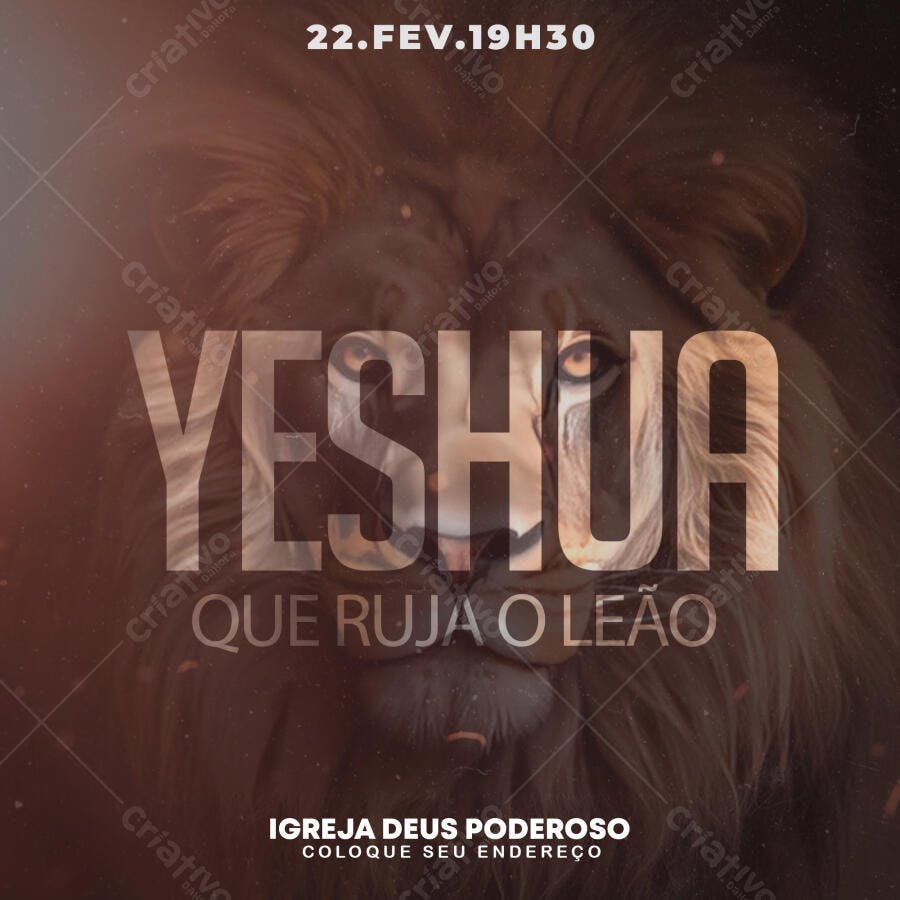 Flyer para Evento Igreja Yeshua Que Ruja o Leão PSD Editável