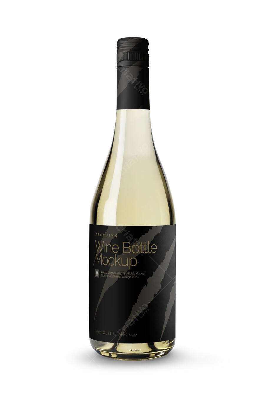 Mockup Realista Garrafa de Vinho Branco com Rótulo Preto Elegante