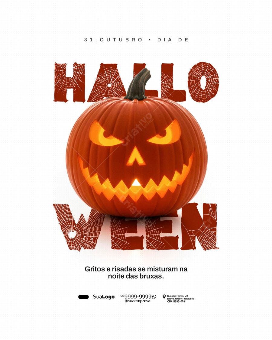 Flyer Dia de Halloween Gritos e Risadas PSD Editável
