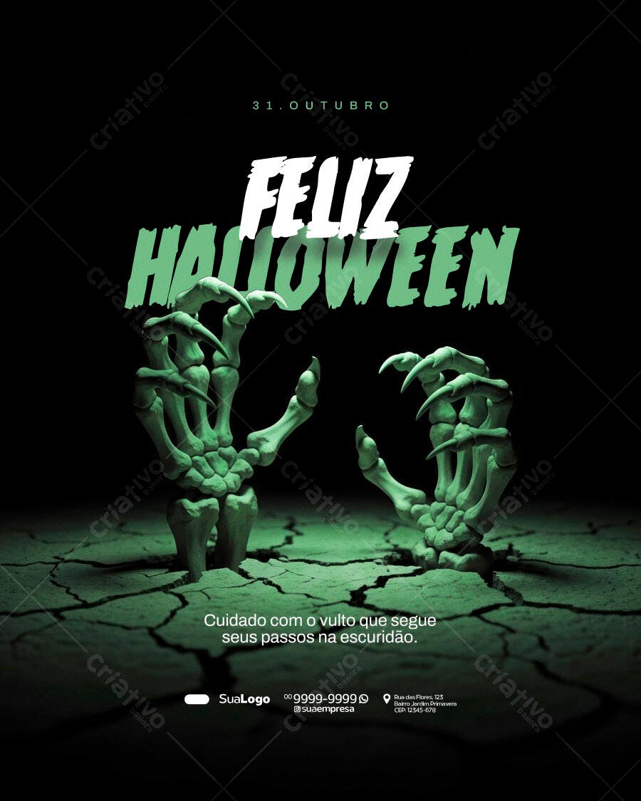 Flyer para Feliz Halloween 31 Outubro Psd Editável