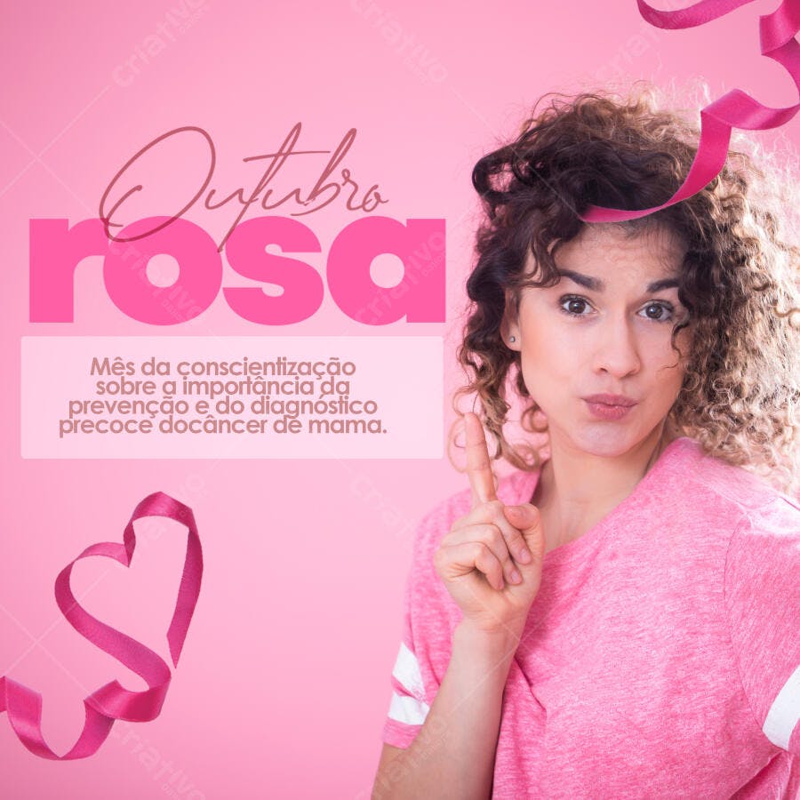 Post Redes Sociais Outubro Rosa Câncer de Mama PSD Editável