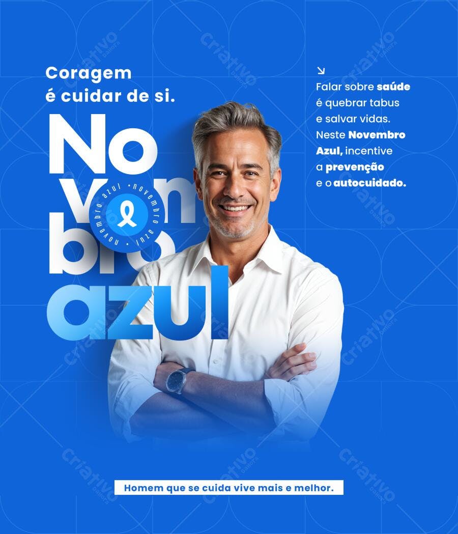 Flyer Novembro Azul Conscientização Saúde Masculina PSD Editável
