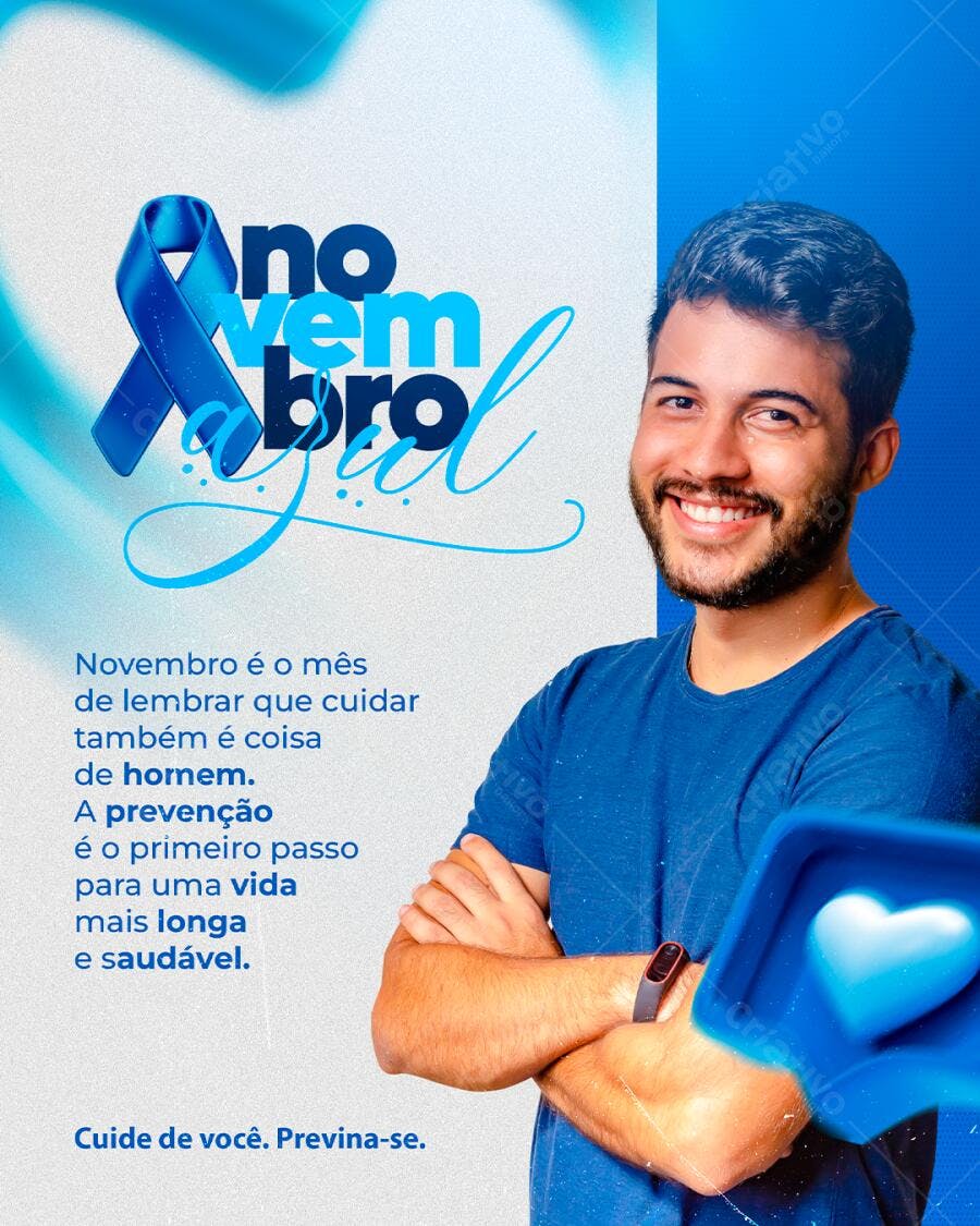 Flyer Novembro Azul Prevenção Saúde Masculina PSD Editável