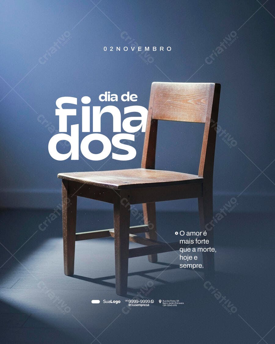 Post Redes Sociais Dia de Finados Cadeira Vazia PSD Editável