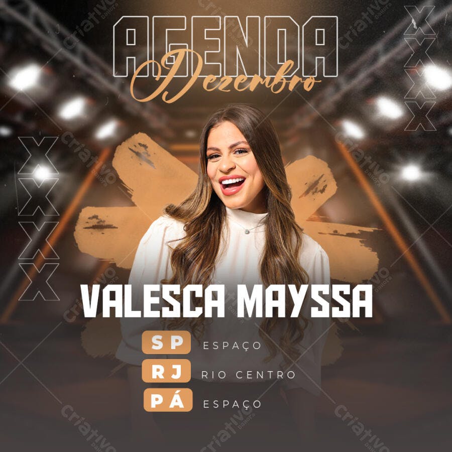 Flyer Agenda de Shows Valesca Mayssa Dezembro PSD Editável