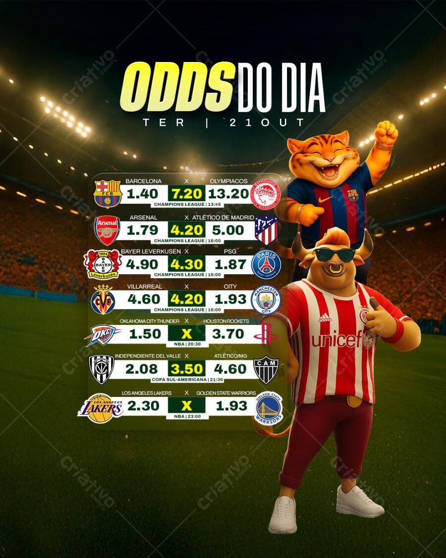 Flyer de Apostas Esportivas ODDS DO DIA PSD Editável