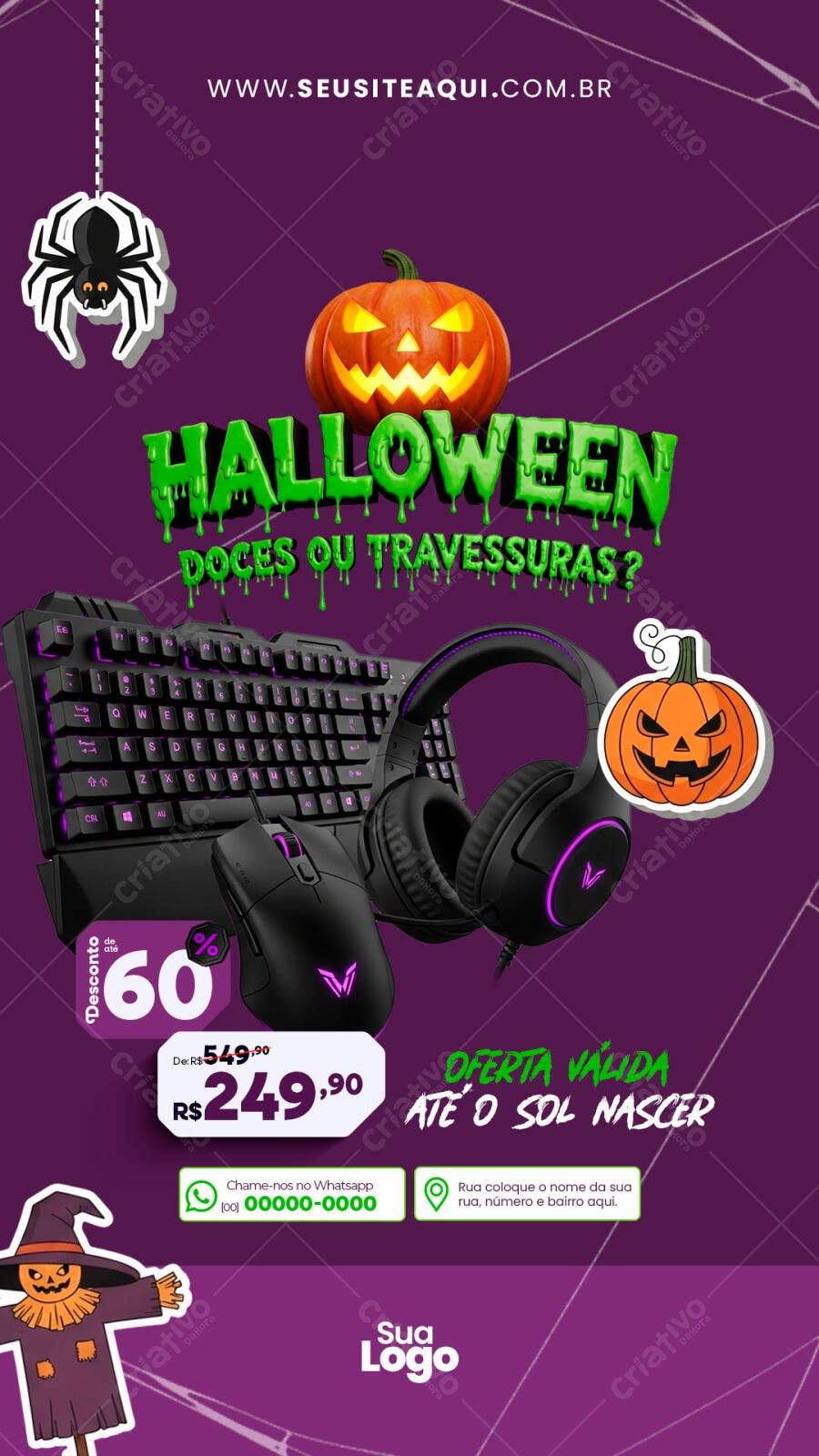 Flyer Halloween Doces ou Travessuras Oferta Gamer PSD Editável