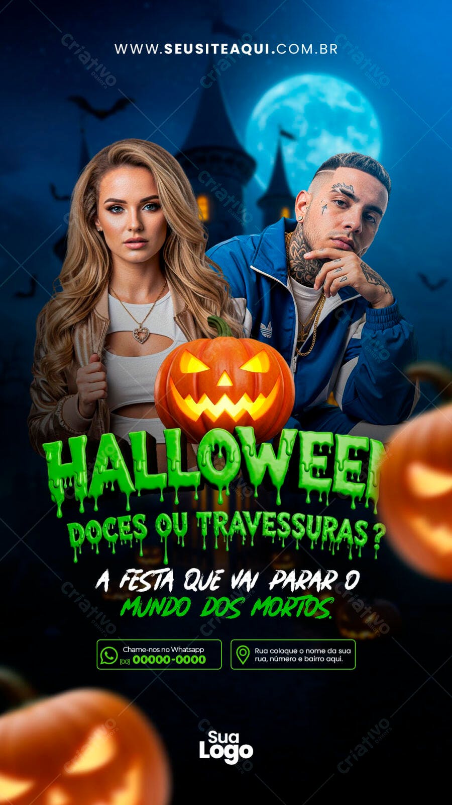 Flyer Festa Halloween Doces ou Travessuras PSD Editável