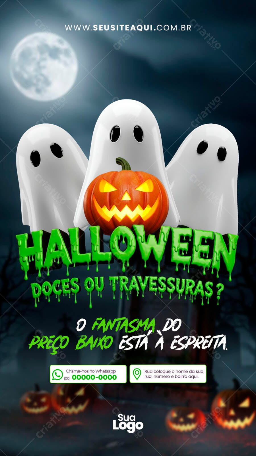 Flyer Halloween Oferta Fantasma Preço Baixo PSD Editável