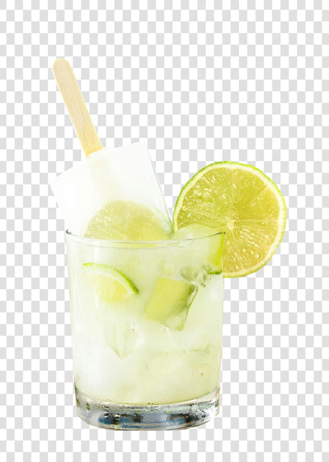 Elemento Gráfico Caipirinha Refrescante com Limão e Sorvete PNG com fundo transparente