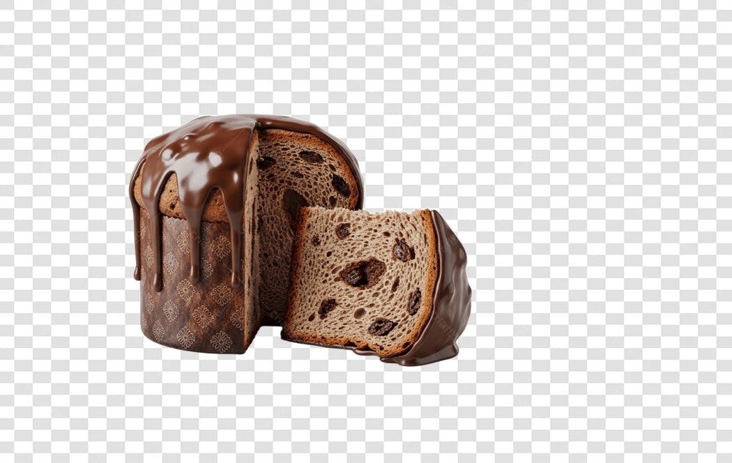 Panettone de Natal com cobertura de chocolate PNG com fundo transparente