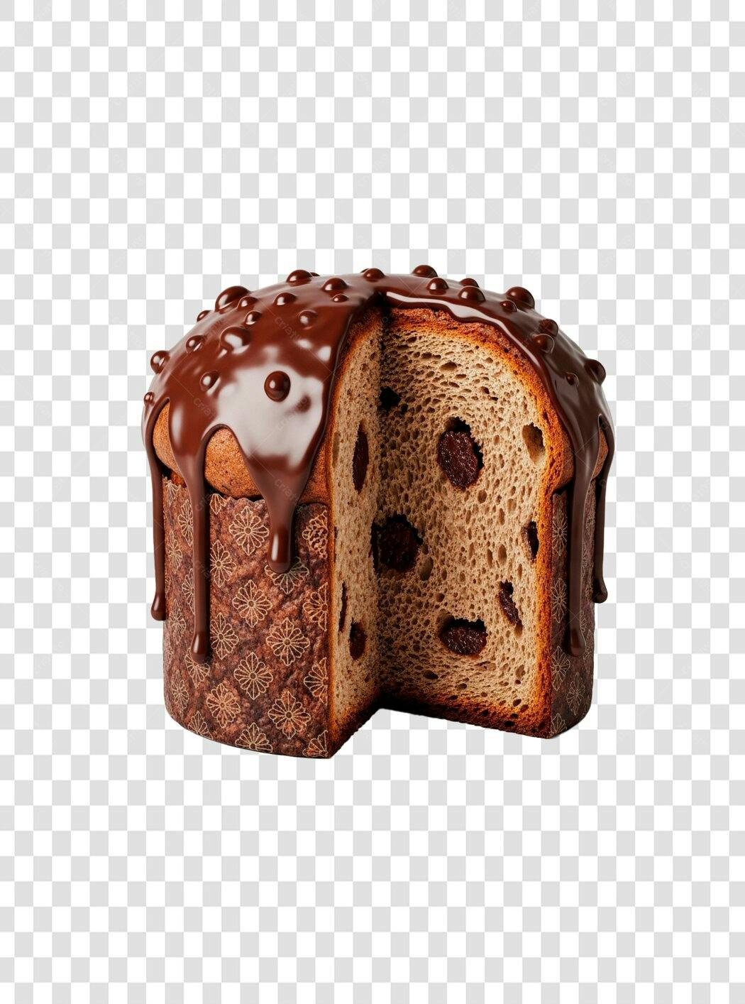 Doce Festivo Panettone de Chocolate para Natal e Ano Novo PNG com fundo transparente