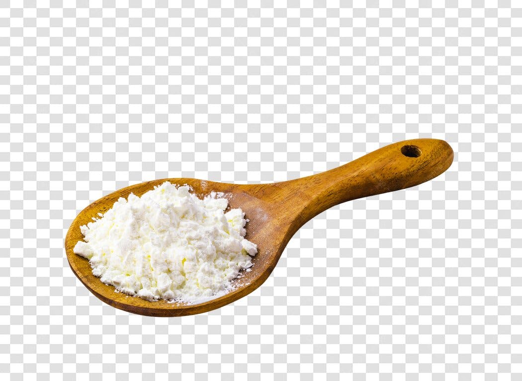 Ingrediente Culinário Amido de Milho em Colher de Pau PNG com fundo transparente