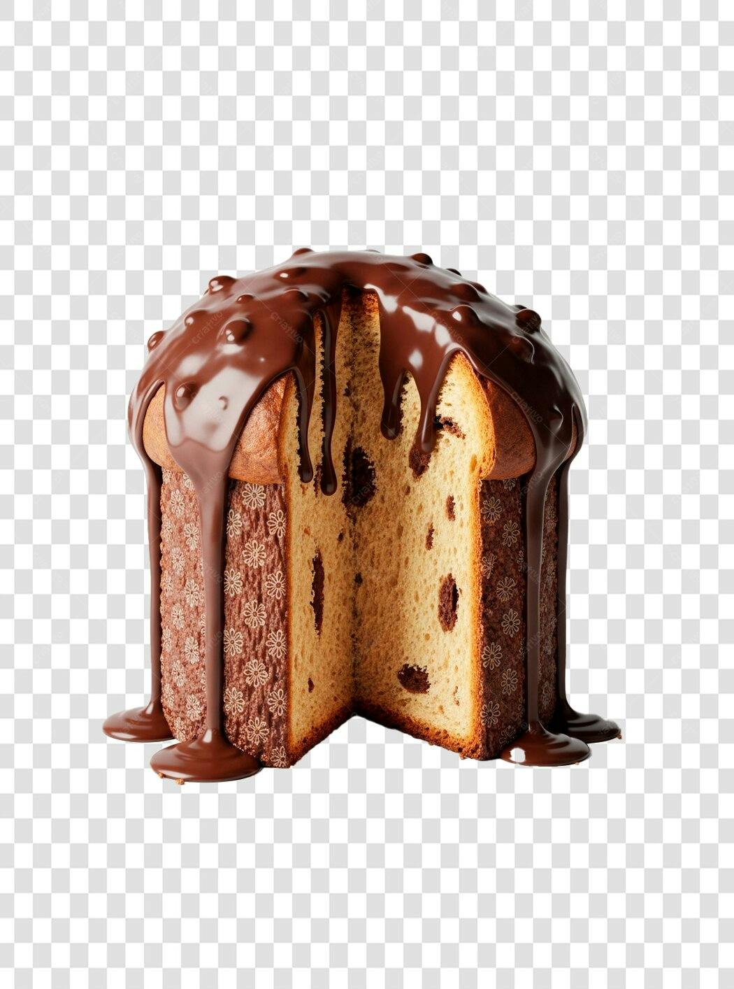 Panetone Natalino com Cobertura de Chocolate PNG com fundo transparente