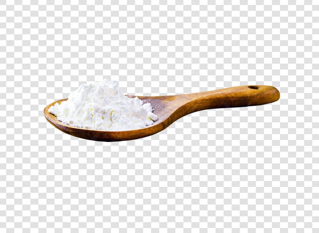 Colher de Madeira com Farinha Branca para Culinária PNG com fundo transparente