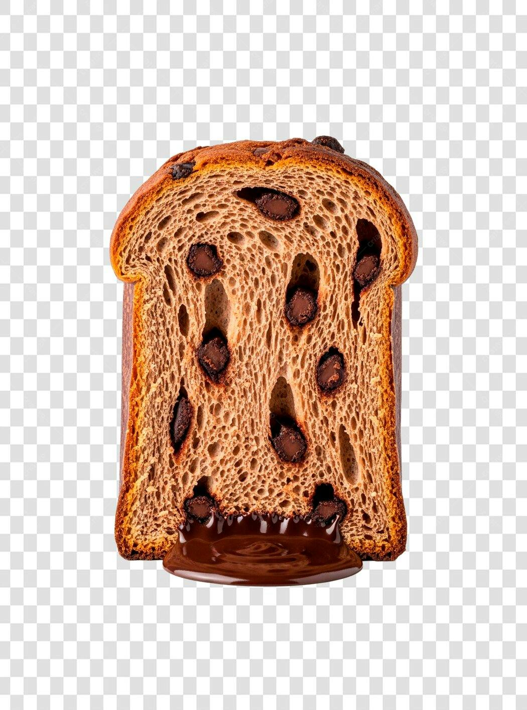 Imagem Fatia de Panettone de Natal com Gotas de Chocolate e Calda PNG com fundo transparente