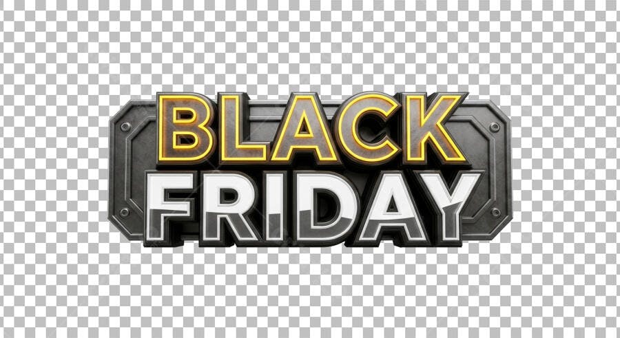 Título Promocional 3D Metálico para Black Friday PSD Editável