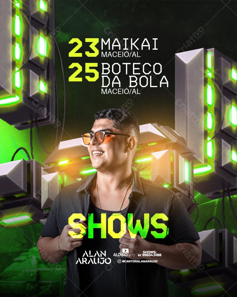 Flyer para Shows de Música e Eventos Noturnos PSD Editável