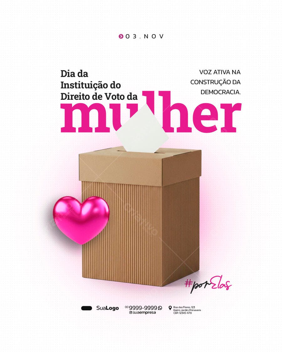 Flyer Dia da Instituição do Direito de Voto da Mulher PSD Editável
