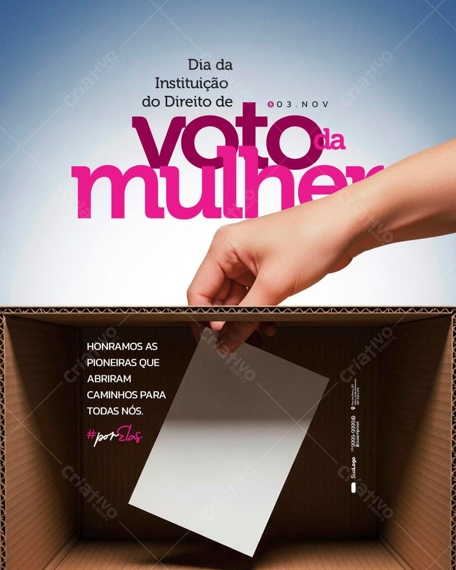 Flyer Dia do Voto da Mulher 03 NOV PSD Editável