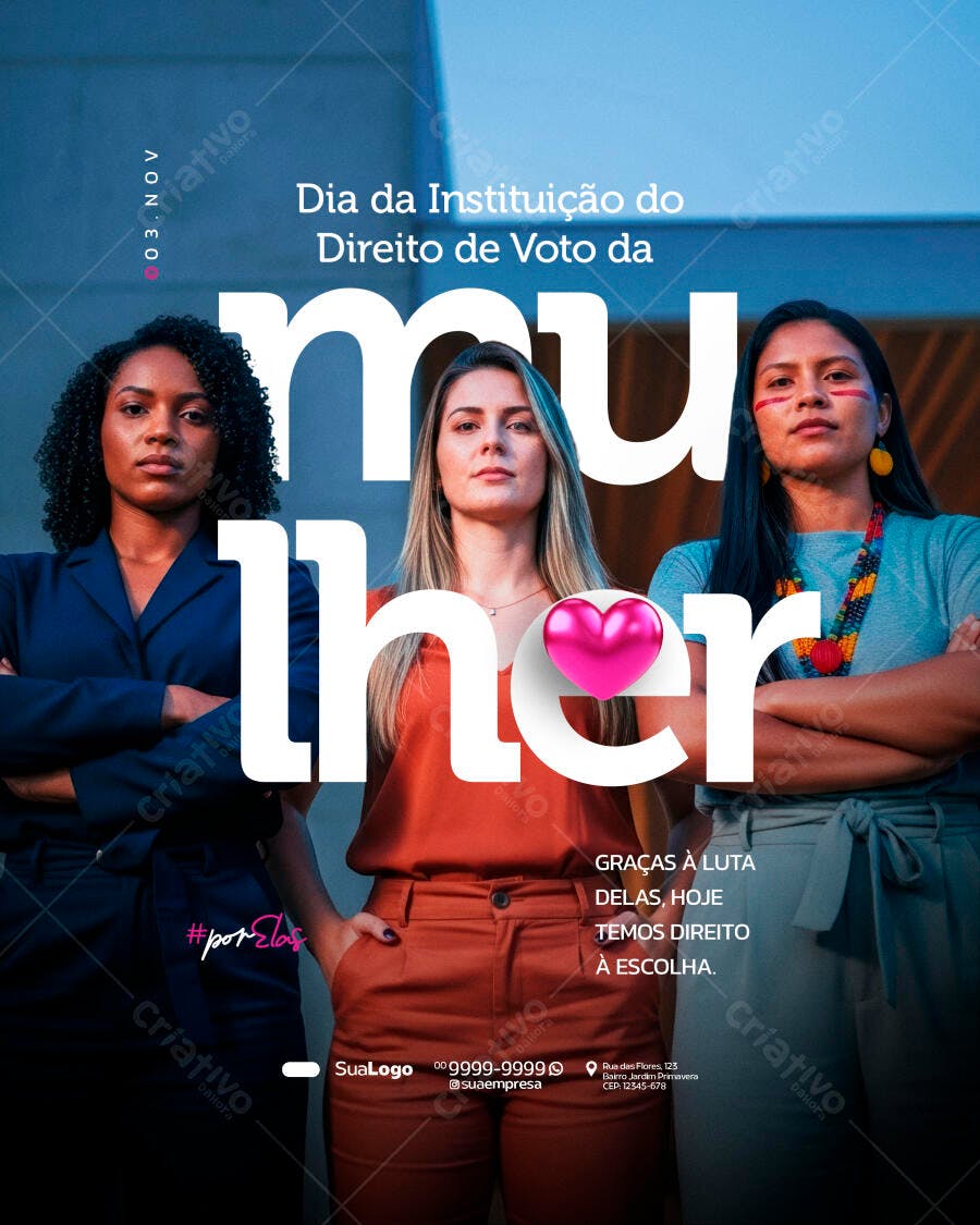 Flyer Dia do Direito de Voto da Mulher PSD Editável