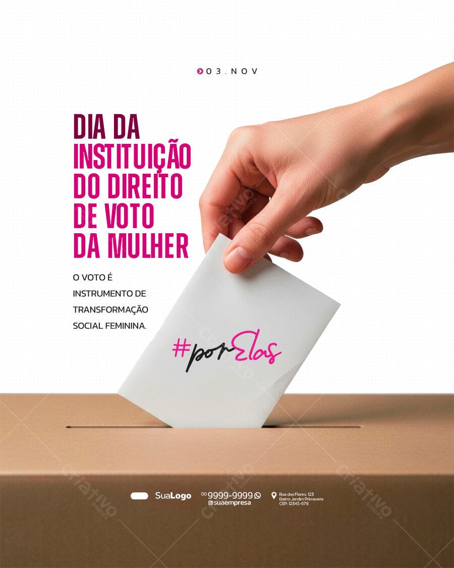 Flyer Dia da Instituição do Voto da Mulher PSD Editável