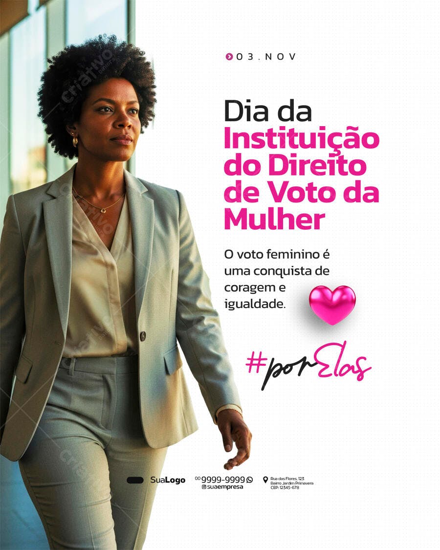 Flyer Dia da Instituição do Direito de Voto da Mulher PSD Editável