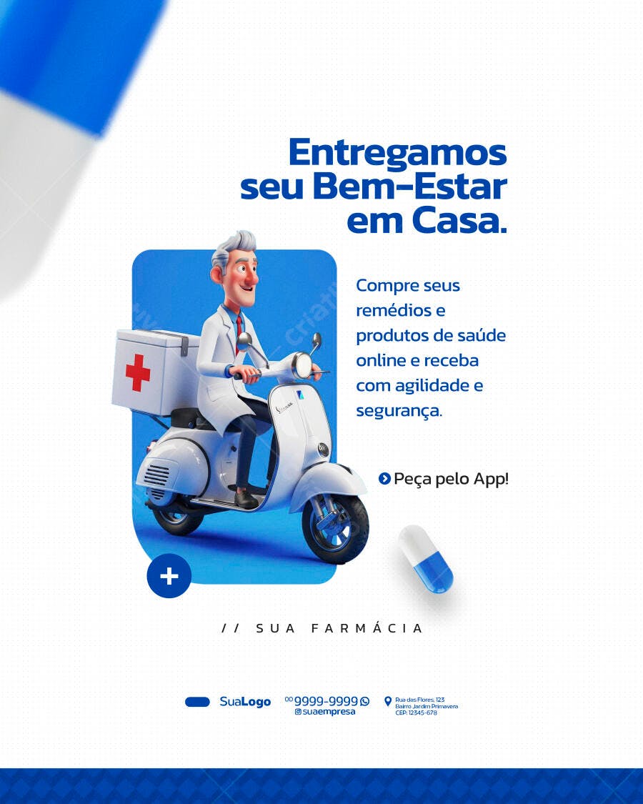 Flyer Delivery de Farmácia PSD Editável