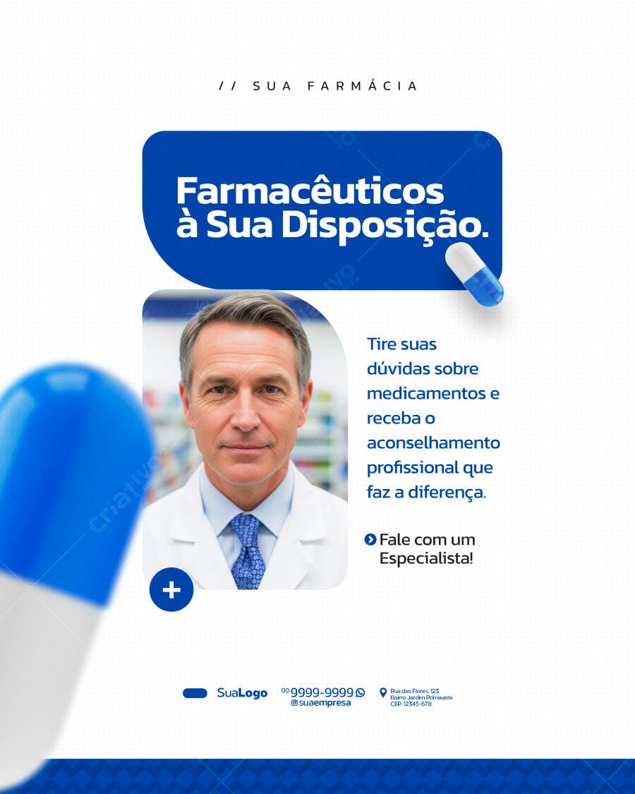 Flyer Farmácia Consulta Farmacêutica PSD Editável