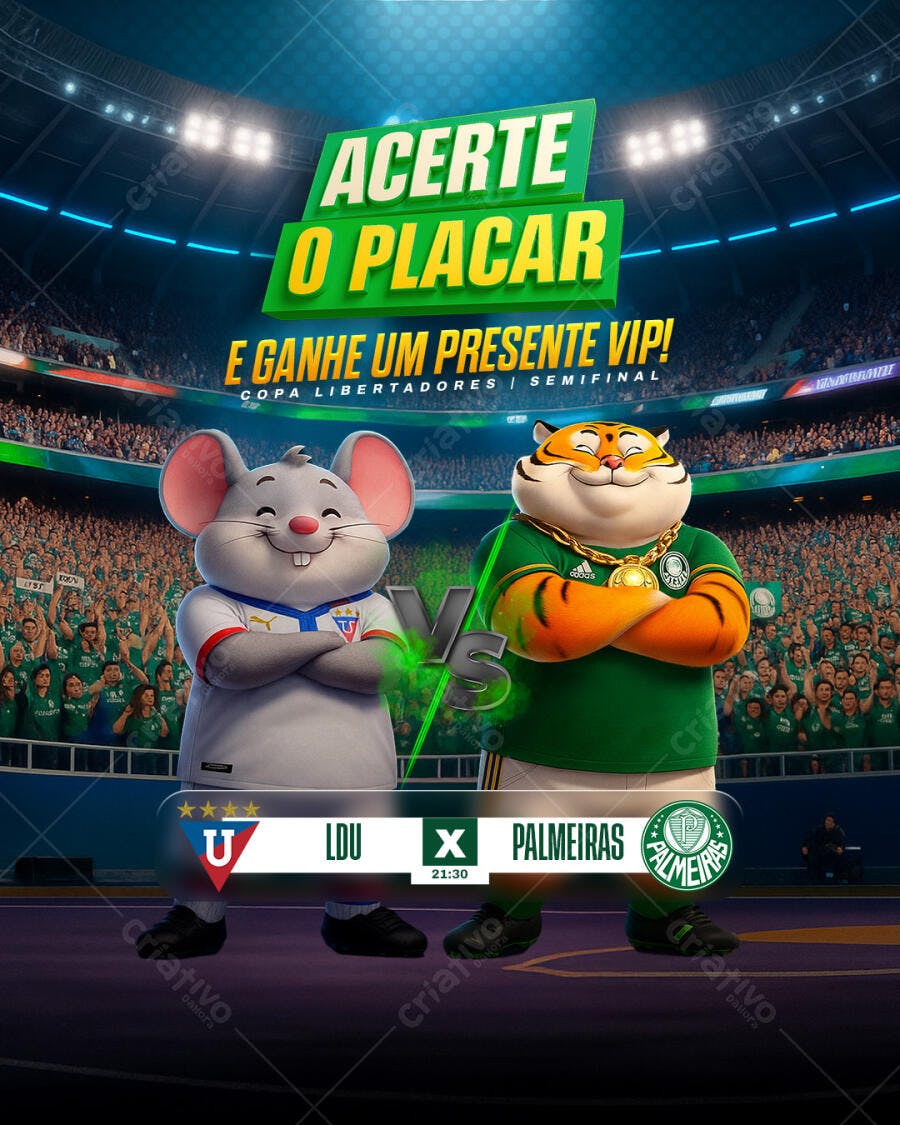 Flyer Campanha Acerte o Placar Semifinal Copa Libertadores PSD Editável