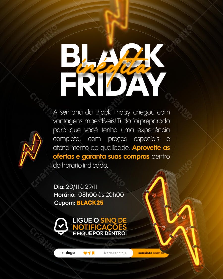 Flyer Digital para Black Friday Inédita PSD Editável