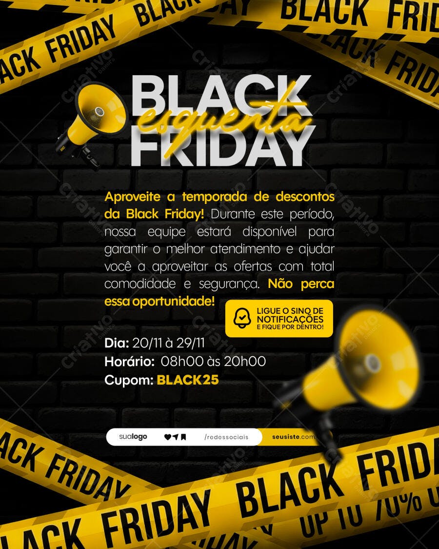 Flyer Black Friday Esquenta Megafone Psd Editável