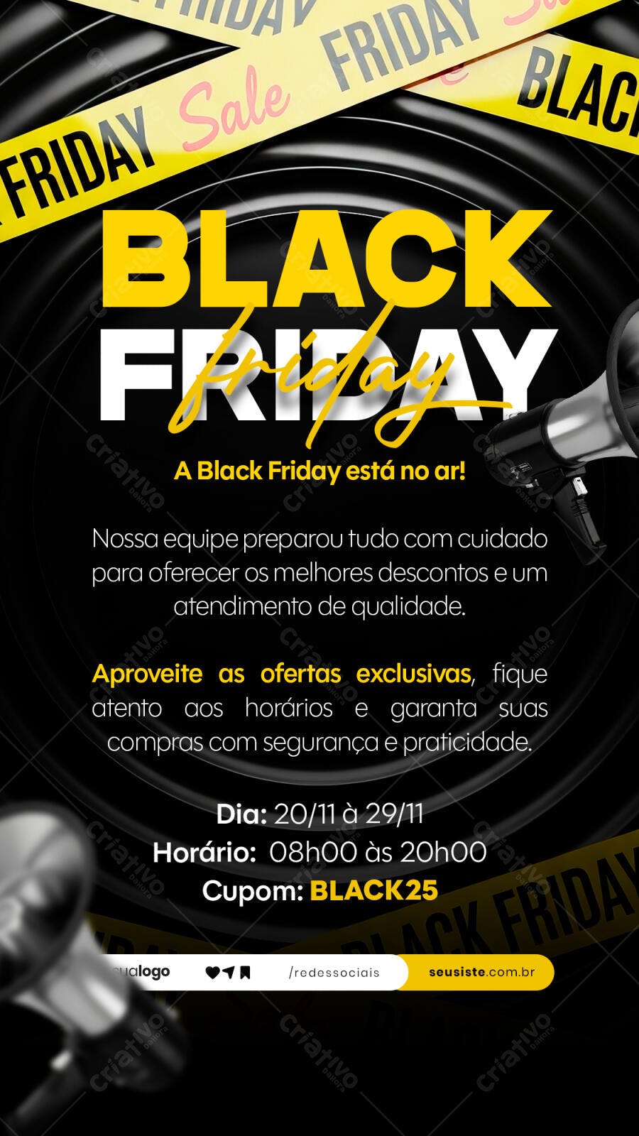 Flyer para Black Friday Ofertas Exclusivas PSD Editável