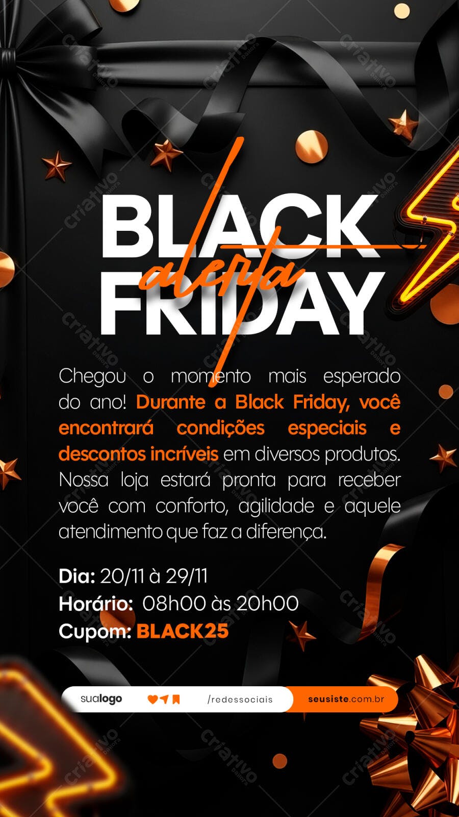 Stories Black Friday Oferta Relâmpago PSD Editável