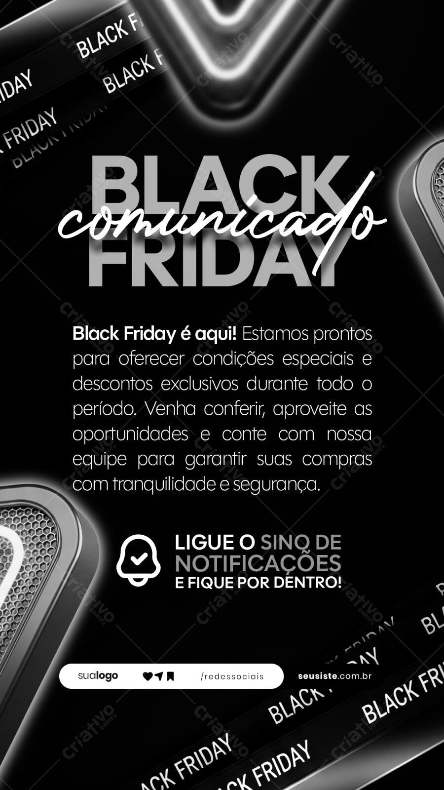 Flyer Comunicado Black Friday PSD Editável