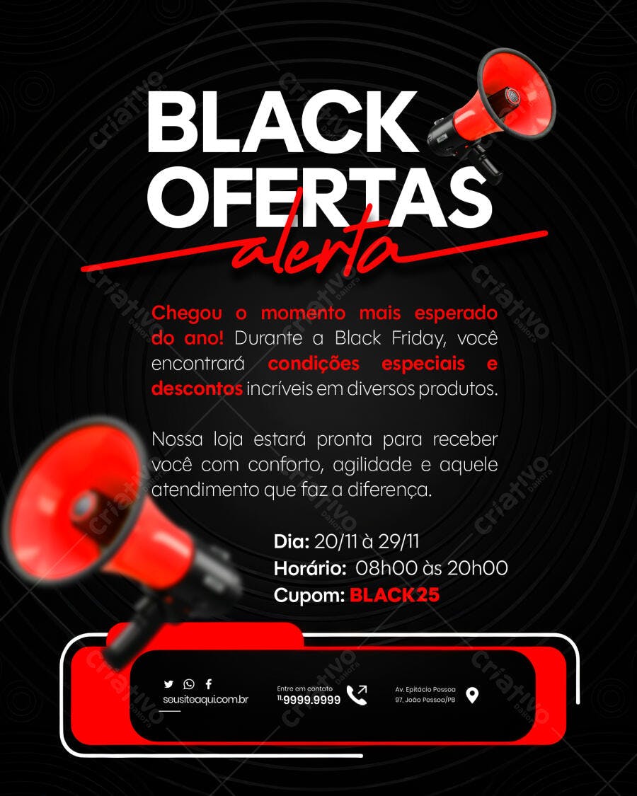 Flyer para Black Friday Ofertas PSD Editável