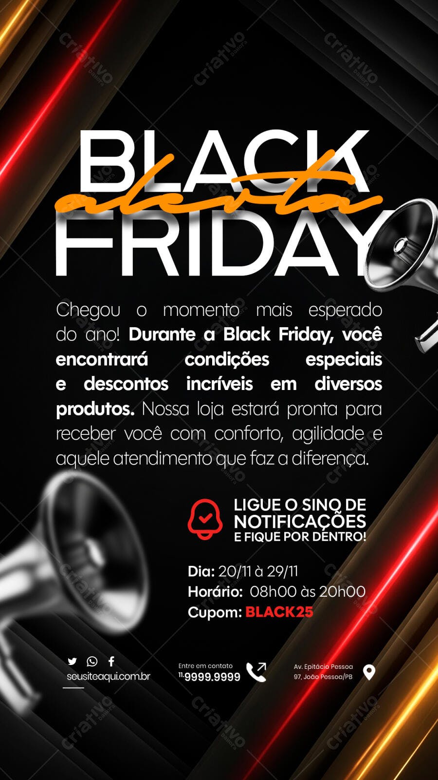 Flyer para Black Friday com Descontos Incríveis PSD Editável