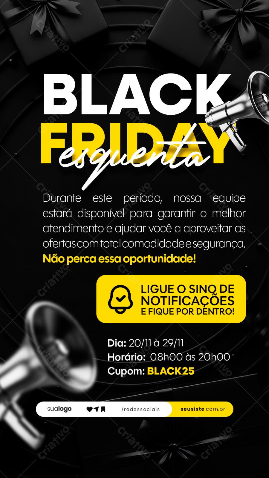Flyer de Mídias Sociais para Black Friday Esquenta Psd Editável