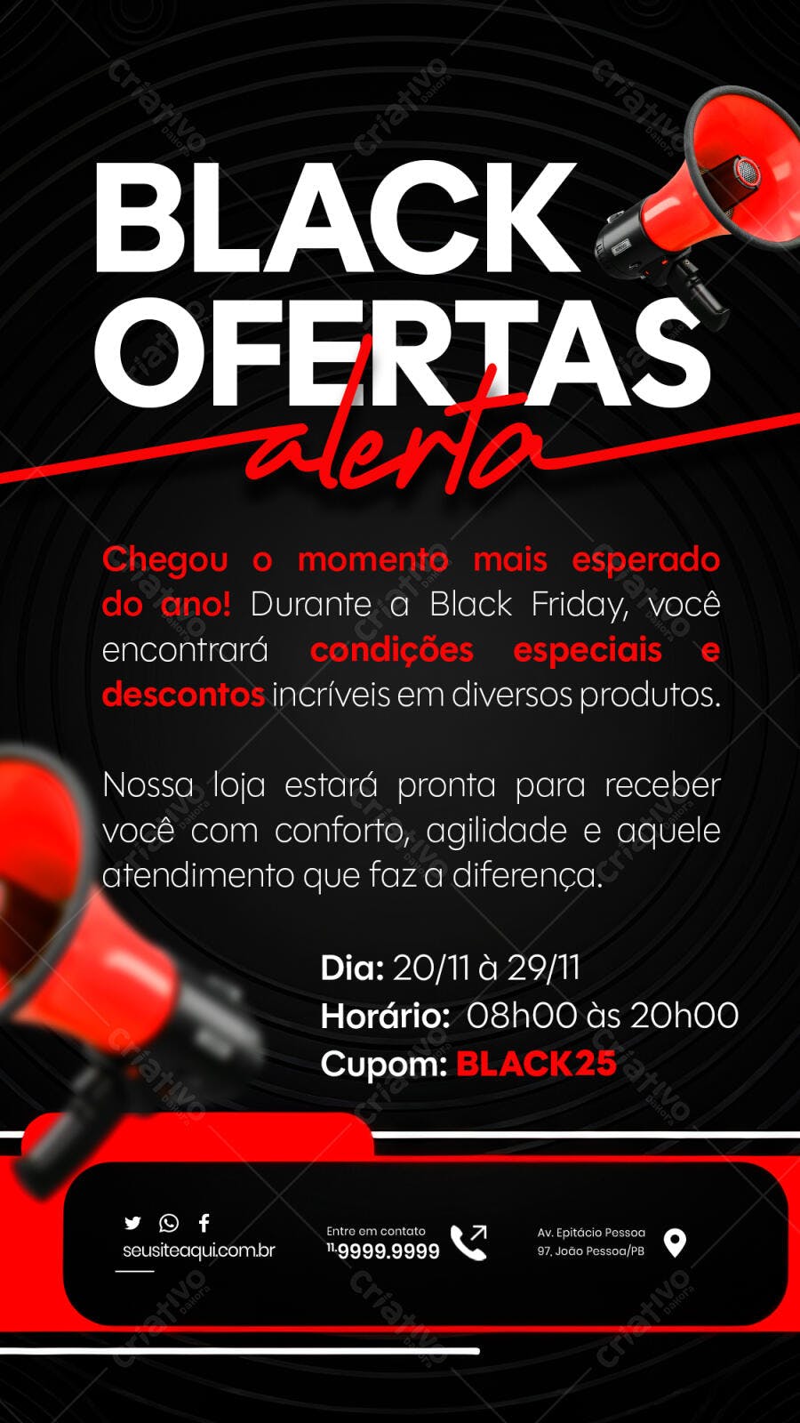 Flyer Black Ofertas Alerta PSD Editável