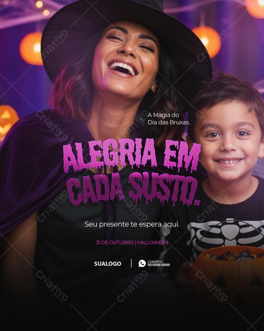 Flyer Halloween Alegria em Cada Susto PSD Editável